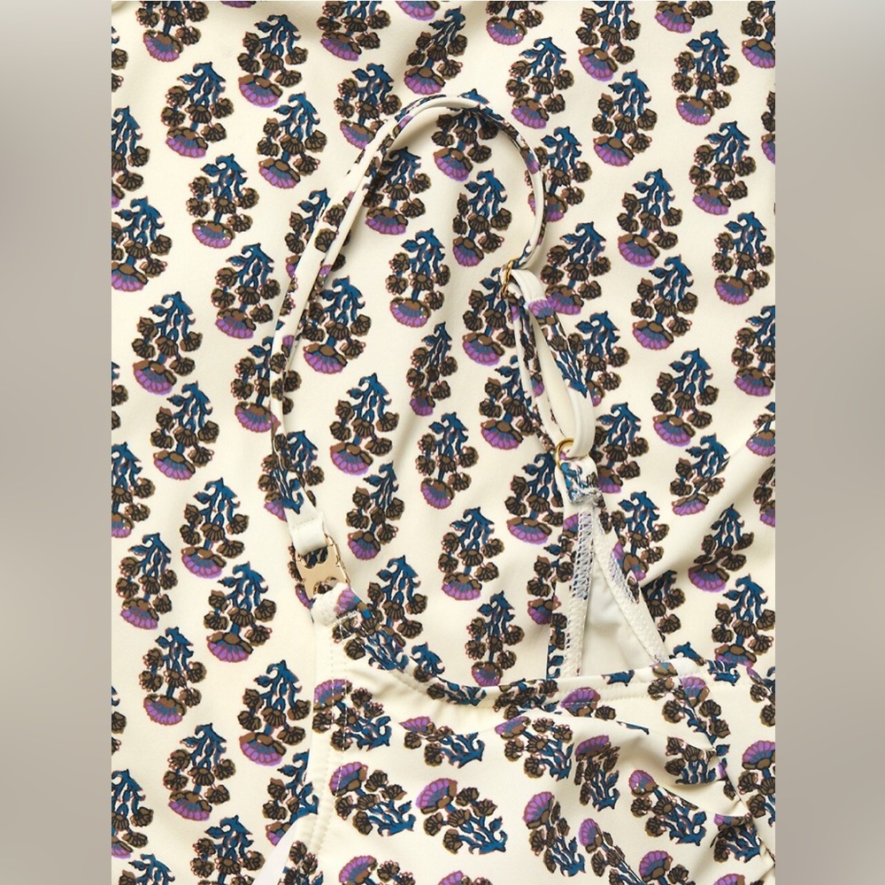 Tory Burch Floral Print One-Piece Swimsuit in Purple Bloom Size M - Picture 8 of 13